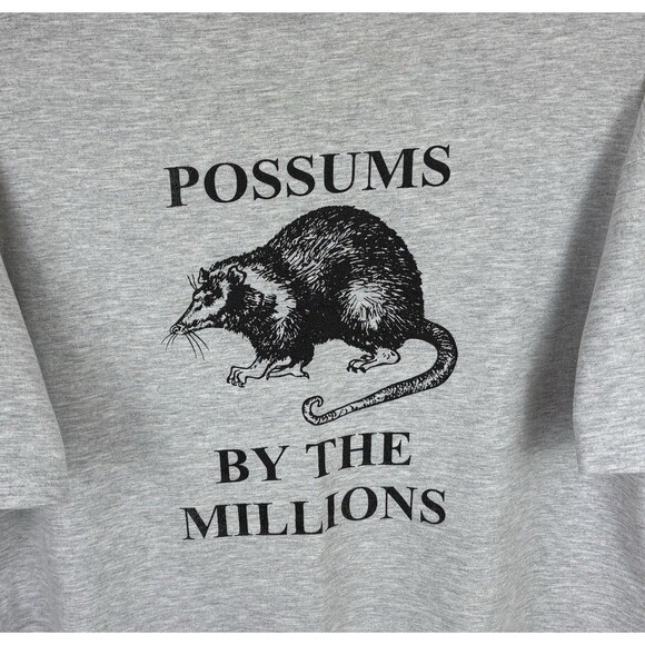 Vintage 90s Y2K Possum Trapping Graphic T-Shirt / Grey / Size XL - Picture 2 of 5
